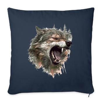 Wolf Wolf Head Scratch Marks Claws Wild Forest Hunter - Sofa pillowcase 17,3'' x 17,3'' (45 x 45 cm) - navy - Front