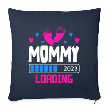 Maman chargeant 2023, future maman 2023 - Housse de coussin décorative 45 x 45 cm - bleu marine - Devant