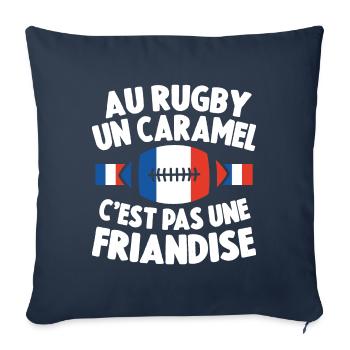 Au Rugby Un Caramel C'est Pas Une Friandise Cadeau - Housse de coussin décorative 45 x 45 cm - bleu marine - Devant