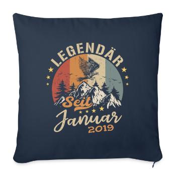 Légendaire depuis l'anniversaire de janvier 2019 - Housse de coussin décorative 45 x 45 cm - bleu marine - Devant