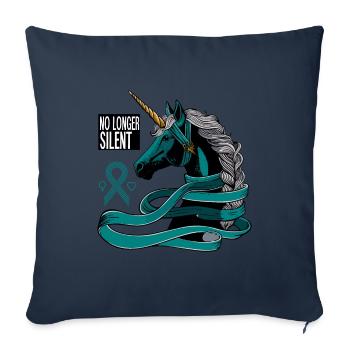 No Longer Silent, Unicorn, Sexual Assault Awarenes - Sofa pillowcase 17,3'' x 17,3'' (45 x 45 cm) - navy - Front