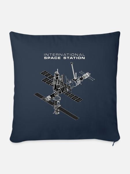 Internationale Raumstation mit Sojus - Sofakissenbezug 45 x 45 cm - Navy