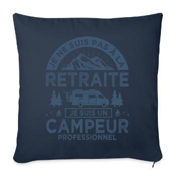 retraitre campeur camping car - Housse de coussin décorative 45 x 45 cm - bleu marine - Devant
