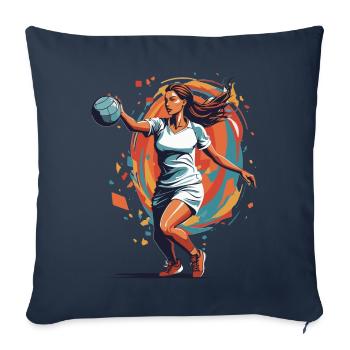 Handball Femme Streetwear Style Iconique - Housse de coussin décorative 45 x 45 cm - bleu marine - Devant