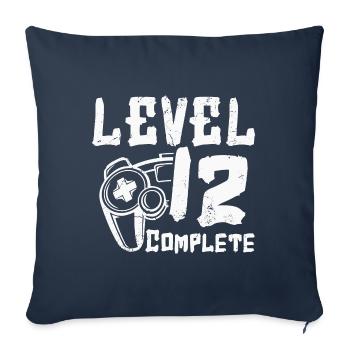 12e anniversaire Niveau 12 Terminer 12 ans de joueur - Housse de coussin décorative 45 x 45 cm - bleu marine - Devant