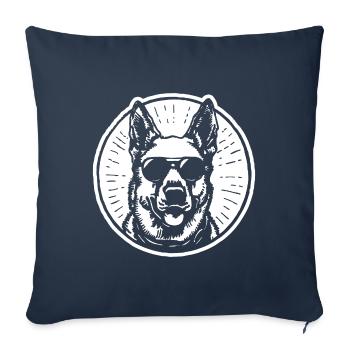 Tête de chien de berger allemand - Housse de coussin décorative 45 x 45 cm - bleu marine - Devant
