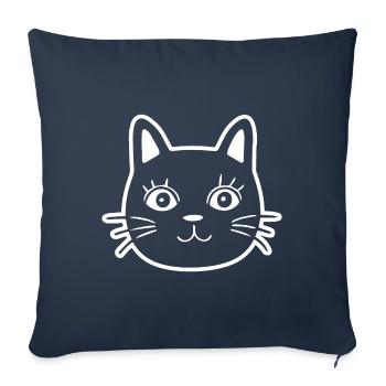 Chat Chats Visage de chat - Housse de coussin décorative 45 x 45 cm - bleu marine - Devant