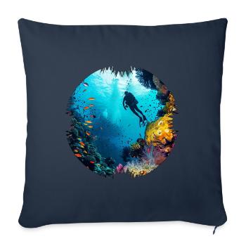 Plongée dans des récifs coralliens colorés - Housse de coussin décorative 45 x 45 cm - bleu marine - Devant