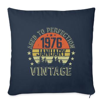 Nées En Janvier Cadeau D'anniversaire Janvier 1976 - Housse de coussin décorative 45 x 45 cm - bleu marine - Devant