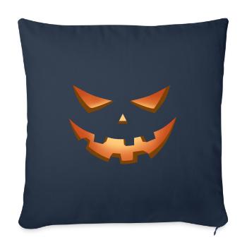 visage citrouille pour halloween - Housse de coussin décorative 45 x 45 cm - bleu marine - Devant
