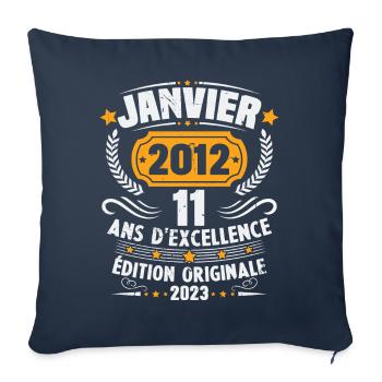 Birthday gift 11 years January 2012 vintage - Sofa pillowcase 17,3'' x 17,3'' (45 x 45 cm) - navy - Front