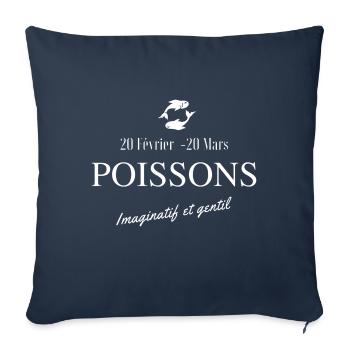 Poissons signe astrologique - Housse de coussin décorative 45 x 45 cm - bleu marine - Devant