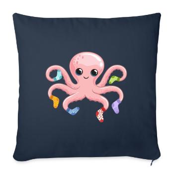 Kawaii Pieuvre douce Pieuvre Marine - Housse de coussin décorative 45 x 45 cm - bleu marine - Devant
