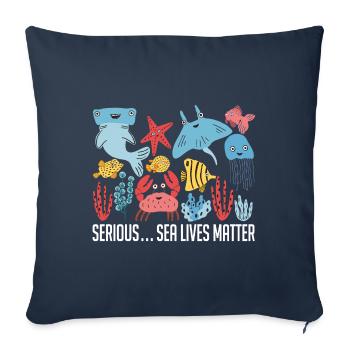 Schützt die Meere - Sofakissenbezug 45 x 45 cm - Navy - Vorne