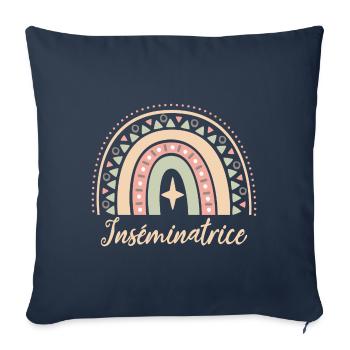 Cadeau Inséminatrice. Boho Rainbow inséminatrice. - Housse de coussin décorative 45 x 45 cm - bleu marine - Devant