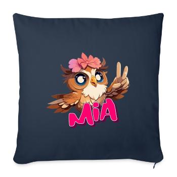 MIA - Beautiful Girl Name with Cute OWL - Sofa pillowcase 17,3'' x 17,3'' (45 x 45 cm) - navy - Front