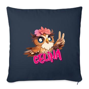 CELINA - Beautiful girl name with cute OWL - Sofa pillowcase 17,3'' x 17,3'' (45 x 45 cm) - navy - Front