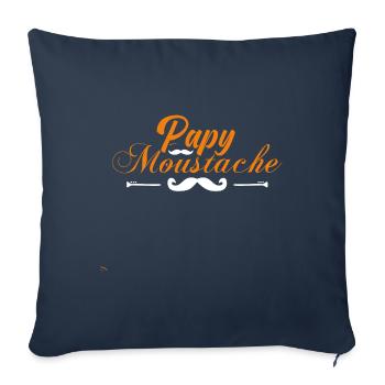 papy moustache, Idée cadeau d'élégance. - Housse de coussin décorative 45 x 45 cm - bleu marine - Devant