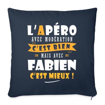 Fabien Apero Humour personnalisé fabien - Housse de coussin décorative 45 x 45 cm - bleu marine - Devant