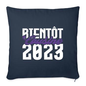 Cadeau Annonce grossesse bientôt Cousine 2023. - Housse de coussin décorative 45 x 45 cm - bleu marine - Devant