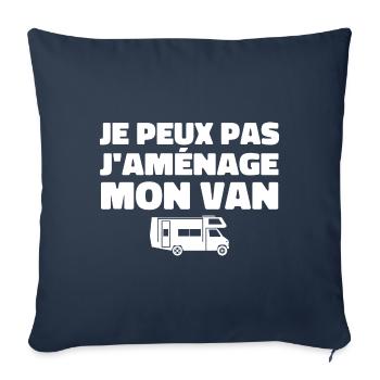 Je peux pas j'aménage mon van - Housse de coussin décorative 45 x 45 cm - bleu marine - Devant