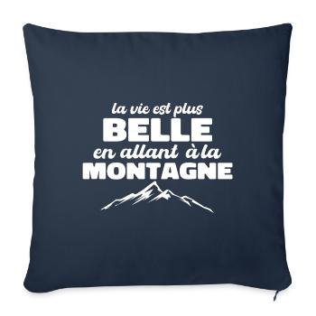 La Vie Est Plus Belle En Allant à La Montagne - Housse de coussin décorative 45 x 45 cm - bleu marine - Devant