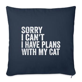 Sorry I can't I have plans with my cat - Housse de coussin décorative 45 x 45 cm - bleu marine - Devant