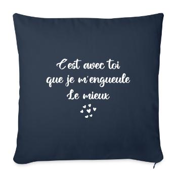 C est avec toi que je m engueule le mieux - Housse de coussin décorative 45 x 45 cm - bleu marine - Devant