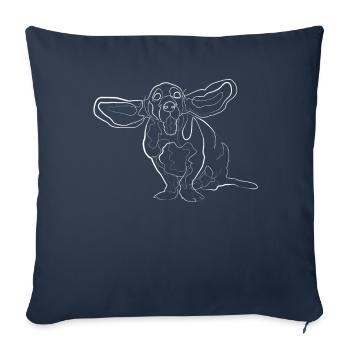 Dog with big ears - one line drawing - Sofa pillowcase 17,3'' x 17,3'' (45 x 45 cm) - navy - Front