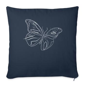 Papillon d’été animal - one line drawing - Housse de coussin décorative 45 x 45 cm - bleu marine - Devant