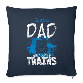 Railway trains Papa - Sofa pillowcase 17,3'' x 17,3'' (45 x 45 cm) - navy - Front