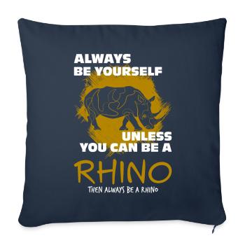 Rhinocéros - Housse de coussin décorative 45 x 45 cm - bleu marine - Devant