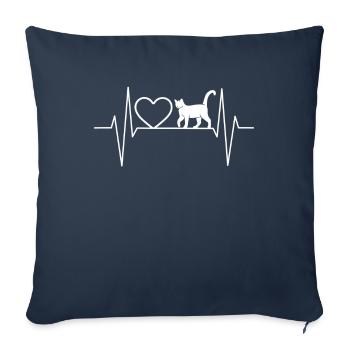 Katze Herzschlag Katzenfan - Sofakissenbezug 45 x 45 cm - Navy - Vorne