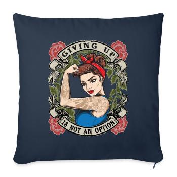 Abandonner n’est pas une option fort le pouvoir des femmes femmes - Housse de coussin décorative 45 x 45 cm - bleu marine - Devant