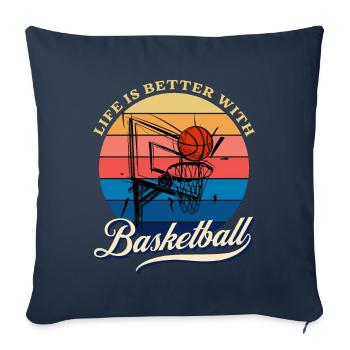 la vie est meilleure avec Basketball Summer Design - Housse de coussin décorative 45 x 45 cm - bleu marine - Devant