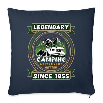 Légendaire depuis 1955 Année de naissance du cadeau de camping - Housse de coussin décorative 45 x 45 cm - bleu marine - Devant
