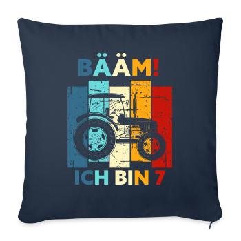 7. Geburtstag 7 Jahre Geschenk Sieben Traktor - Sofakissenbezug 45 x 45 cm - Navy - Vorne