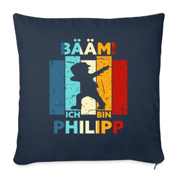 Philipp Geschenk Name Vorname Geburtstag - Sofakissenbezug 45 x 45 cm - Navy - Vorne