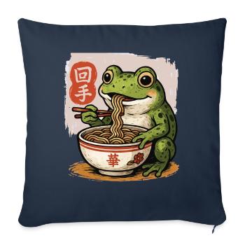 Cartoon Frog Eating Ramen Bowl Asian Food - Sofa pillowcase 17,3'' x 17,3'' (45 x 45 cm) - navy - Front