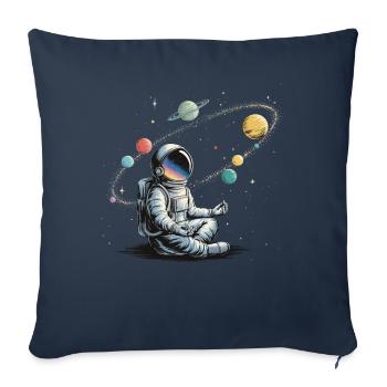 Astronaute Méditation Planète Espace Orbite - Housse de coussin décorative 45 x 45 cm - bleu marine - Devant