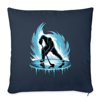 Cooler Hockeyspieler Schlittschuh Skater Stick Puck - Sofakissenbezug 45 x 45 cm - Navy - Vorne