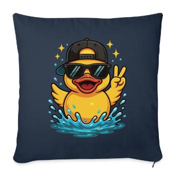 Cool Rubber Duck Sunglasses Peace Sign Water - Sofa pillowcase 17,3'' x 17,3'' (45 x 45 cm) - navy - Front