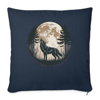 Heulender Wolf Vollmond Wald Silhouette Bäume - Sofakissenbezug 45 x 45 cm - Navy - Vorne