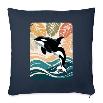 Orque Animal marin Épaulard Orque - Housse de coussin décorative 45 x 45 cm - bleu marine - Devant