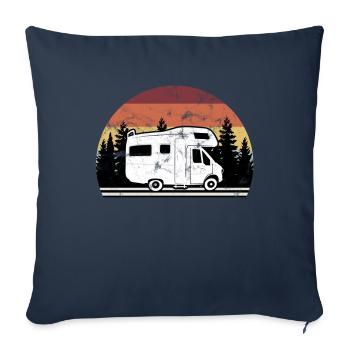 Camper Camper Vintage Camping - Housse de coussin décorative 45 x 45 cm - bleu marine - Devant