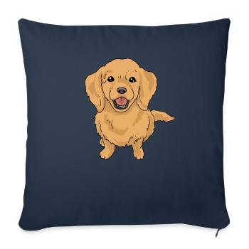 Golden retrievers - Housse de coussin décorative 45 x 45 cm - bleu marine - Devant