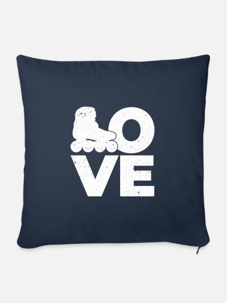 Rollschuh Liebe - Sofakissenbezug 45 x 45 cm - Navy