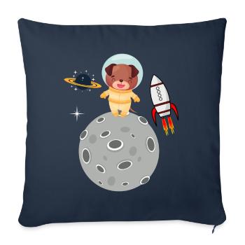 Dessin animé sur les chiens d'astronautes - Housse de coussin décorative 45 x 45 cm - bleu marine - Devant