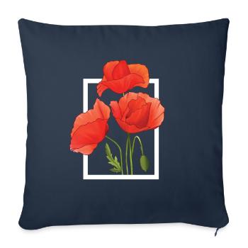 Poppy Poppies Aquarelle peinte à la main - Housse de coussin décorative 45 x 45 cm - bleu marine - Devant