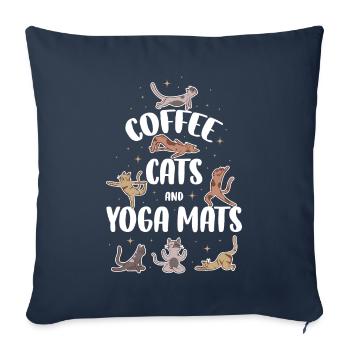 Coffee Cat And Yoga Mats Yoga Gift - Sofa pillowcase 17,3'' x 17,3'' (45 x 45 cm) - navy - Front